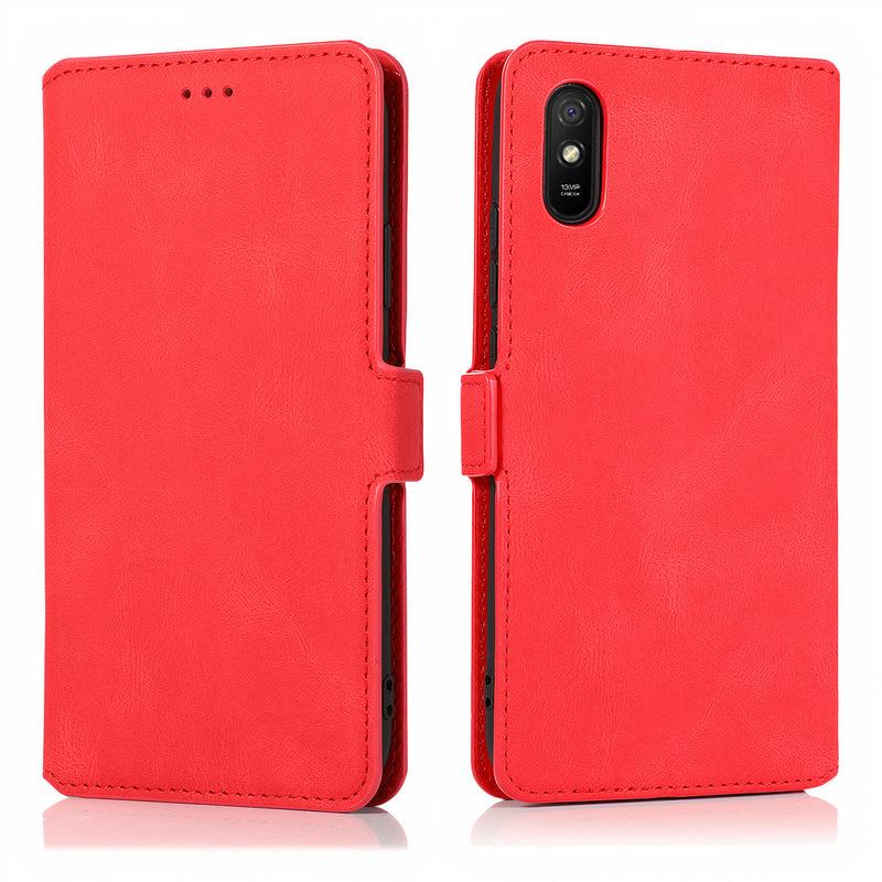 Étui à rabat classique en similicuir avec porte-cartes pour Xiaomi Redmi Coque Xiaomi Redmi Paprikase Rouge Redmi 9C 