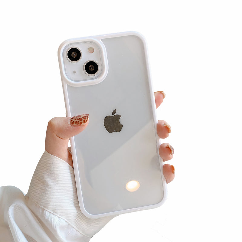 Coque transparente à bords arrondis couleur bonbon pour iPhone Coque iPhone Paprikase Blanc iPhone 13 Pro Max 