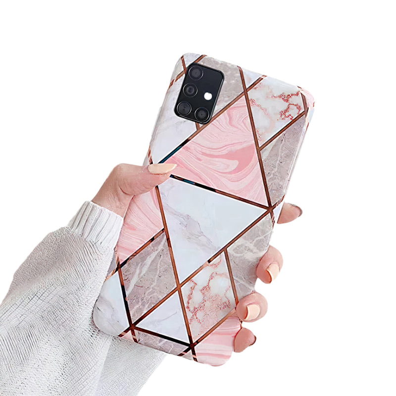 Coque géométrique marbre rose et or pour Samsung Galaxy A Coque Galaxy A Paprikase Rose Or Galaxy A52/A52s 