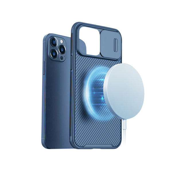 Coque iPhone compatible MagSafe avec protection caméra coulissante Coque iPhone Paprikase Bleu iPhone 13 Pro Max 