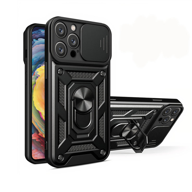 Coque armure antichoc avec protection caméra coulissante pour iPhone Coque iPhone Paprikase Noir iPhone 14 Pro Max 