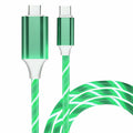 Câble USB-C vers USB-C flot lumineux LED charge rapide Câble Paprikase Vert 1 m 