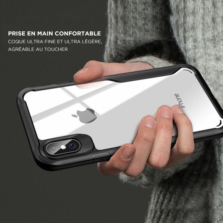 Coque iPhone absorption des chocs protection arrière en verre trempé Coque iPhone Paprikase   