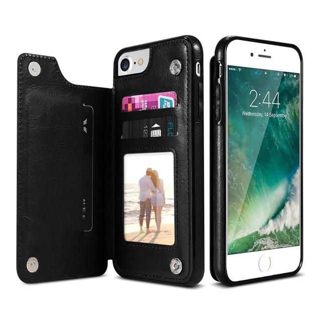 Coque portefeuille iPhone à rabat arrière en cuir non-animal Coque iPhone Paprikase Noir iPhone 7/8/SE 2020/SE 2022 