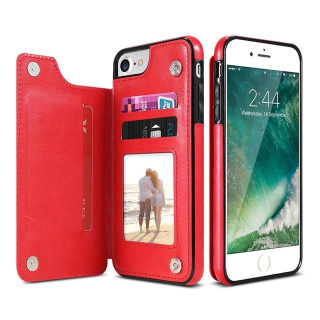 Coque portefeuille iPhone à rabat arrière en cuir non-animal - Rouge Coque iPhone Paprikase Rouge iPhone 7/8/SE 2020/SE 2022 