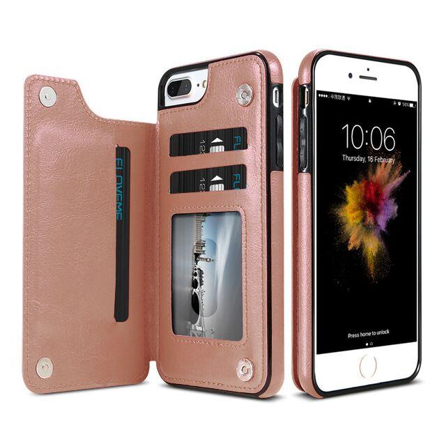 Coque portefeuille iPhone à rabat arrière en cuir non-animal Coque iPhone Paprikase Rose Or iPhone 7/8/SE 2020/SE 2022 