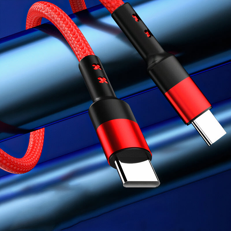 Câble USB-C vers USB-C en nylon tressé compatible chargement rapide Câble Paprikase   