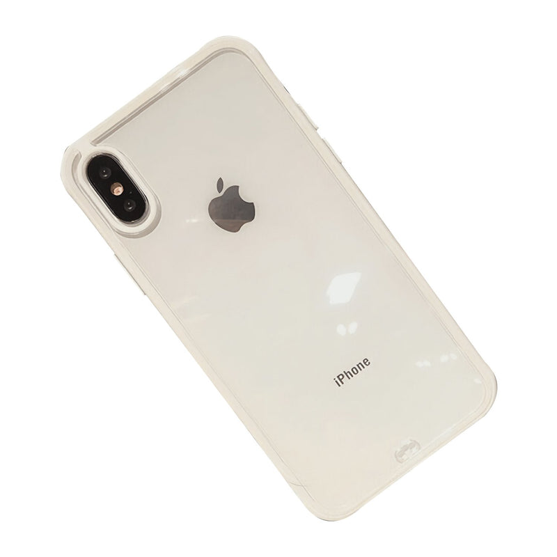Coque iPhone transparente avec bords de couleur unie Coque iPhone Paprikase Blanc iPhone X/XS 